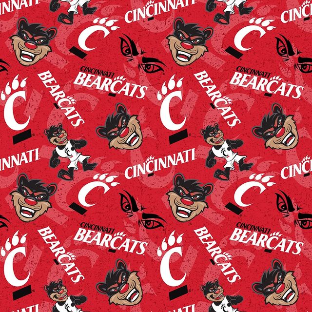 Cincinnati Bearcats NCAA College Tone on Tone Sykel Cotton Fabric