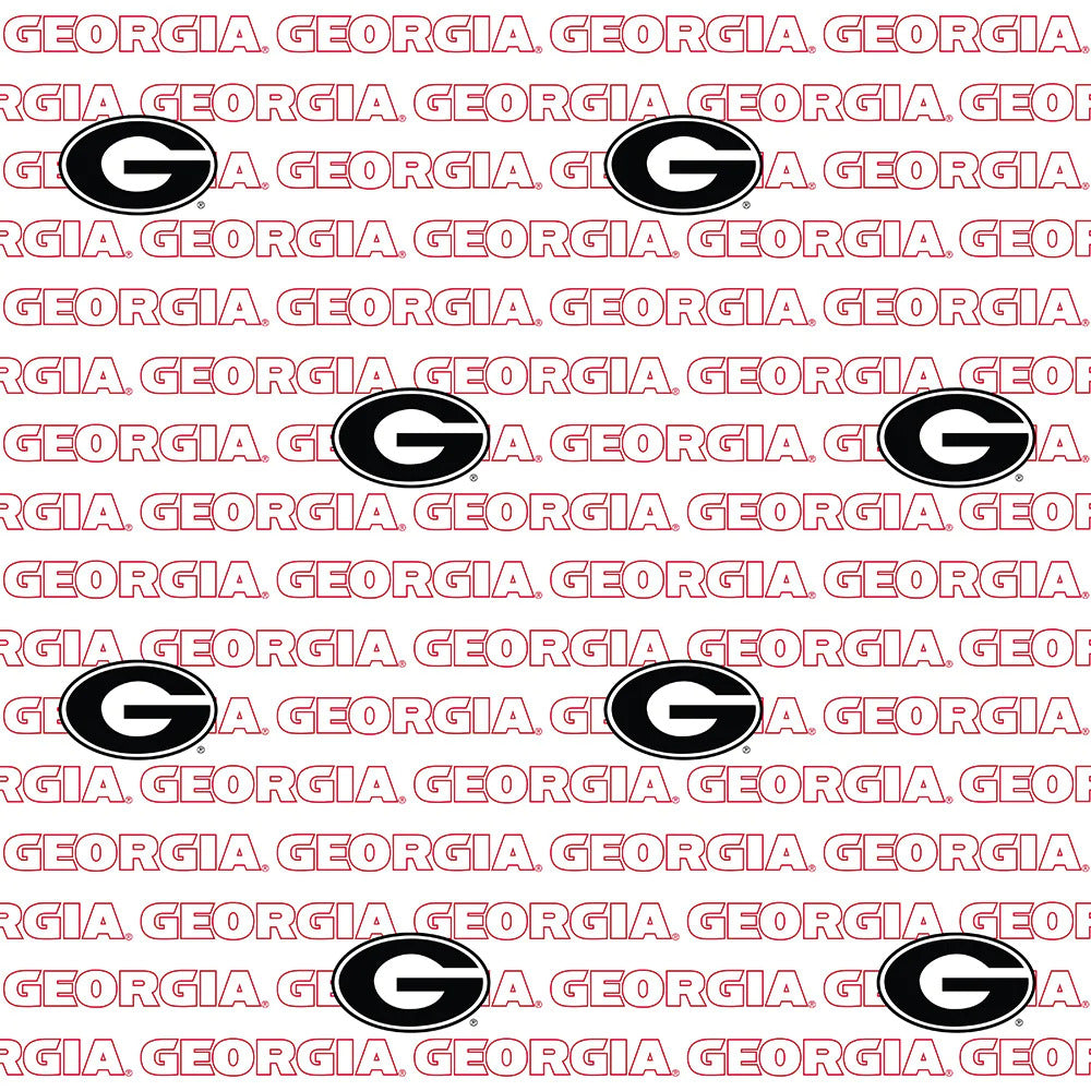 Georgia Bulldogs NCAA College White Block Letter Sykel Cotton Fabric