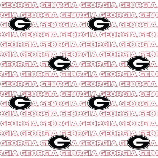 Georgia Bulldogs NCAA College White Block Letter Sykel Cotton Fabric