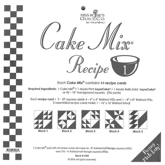 Cake Mix Recipe 1 44ct Paper Piecing Moda MD-CM1