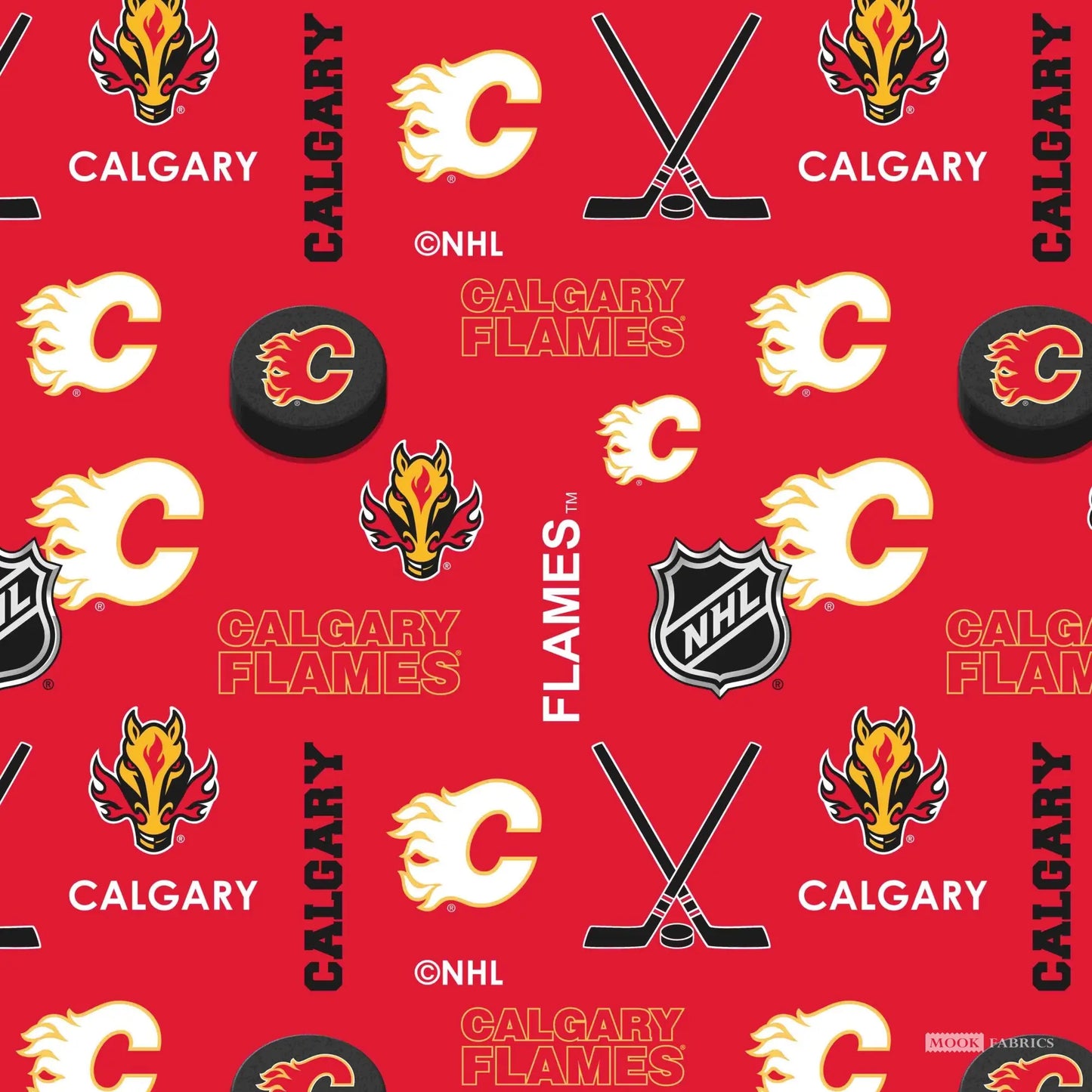 Calgary Flames NHL Hockey Minky Sykel Polyester Fabric NHL-1374-FLA