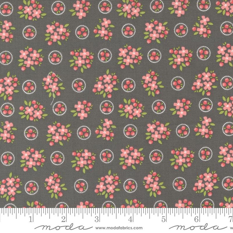 Cali & Co Ring Around Posie Small Floral Slate Grey Corey Yoder Moda Cotton Fabric