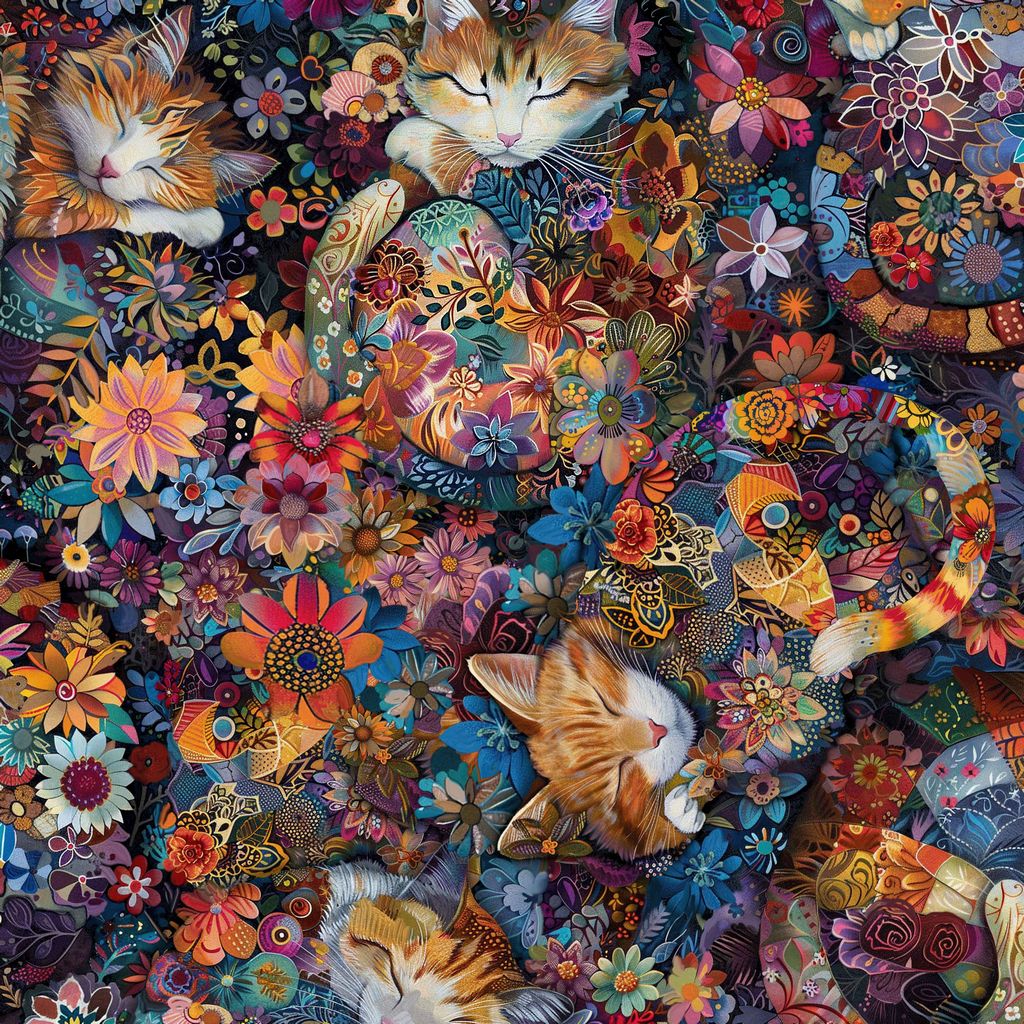 Calico Cat Floral Multi Timeless Treasures Cotton Fabric TT-CAT-CD4113-MULTI