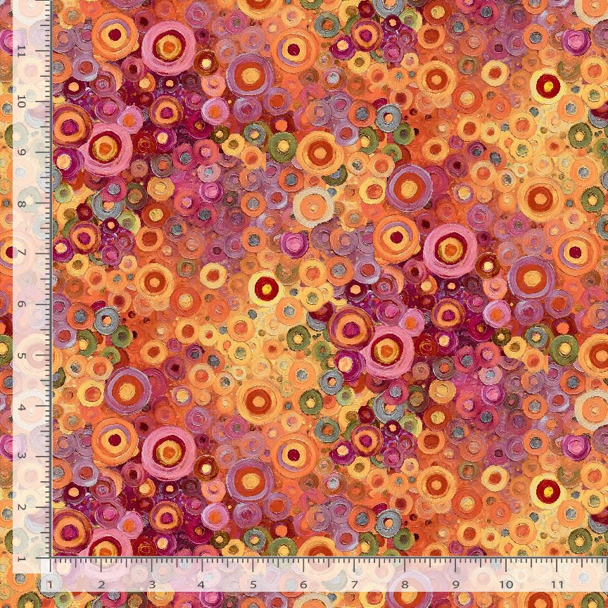 Calico Cat Painted Circle Geo Orange Timeless Treasures Cotton Fabric TT-FLEUR-CD4121-ORANGE | US Fabric Shop