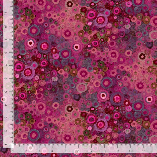 Calico Cat Painted Circle Geo Pomegranate Timeless Treasures Cotton Fabric TT-FLEUR-CD4121-POMEGRANATE