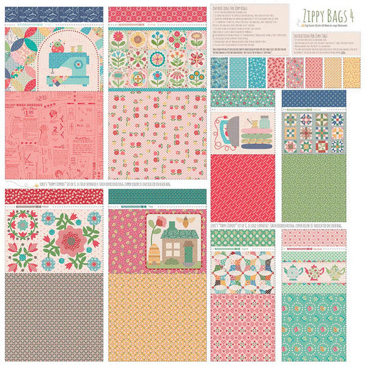 Calico Zippy Bags 4 CANVAS Panel 54"x54" Lori Holt Riley Blake Cotton CANVAS Fabric RB-HD17370-PANEL
