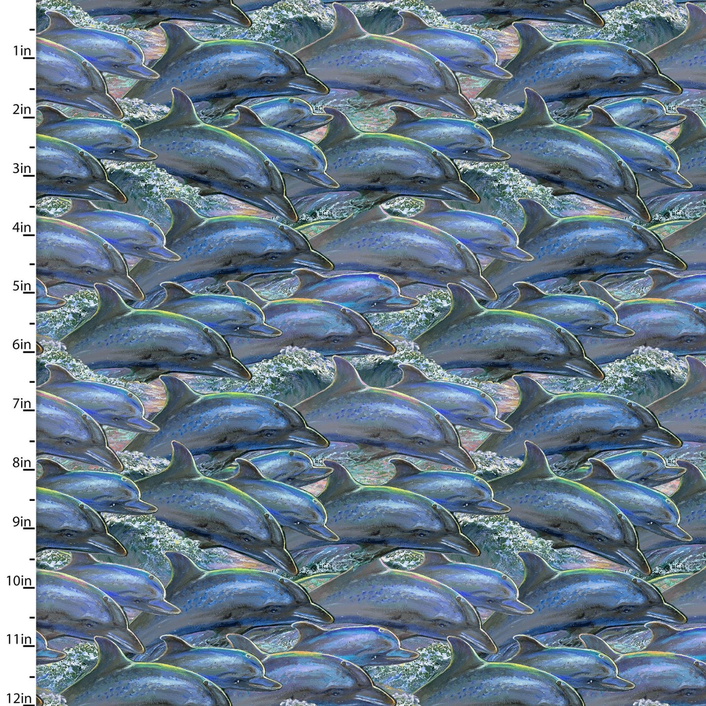 Call of Sea Dolphins Swimming 3 Wishes Cotton Fabric