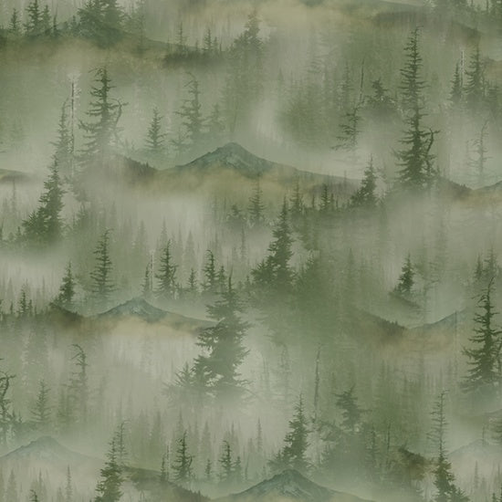 Call of the Wild Mountain Meadow Scenic Green Michael Diebner Hoffman Cotton Fabric