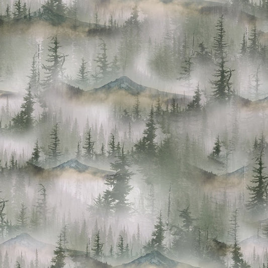 Call of the Wild Mountain Meadow Scenic Natural Green Michael Diebner Hoffman Cotton Fabric