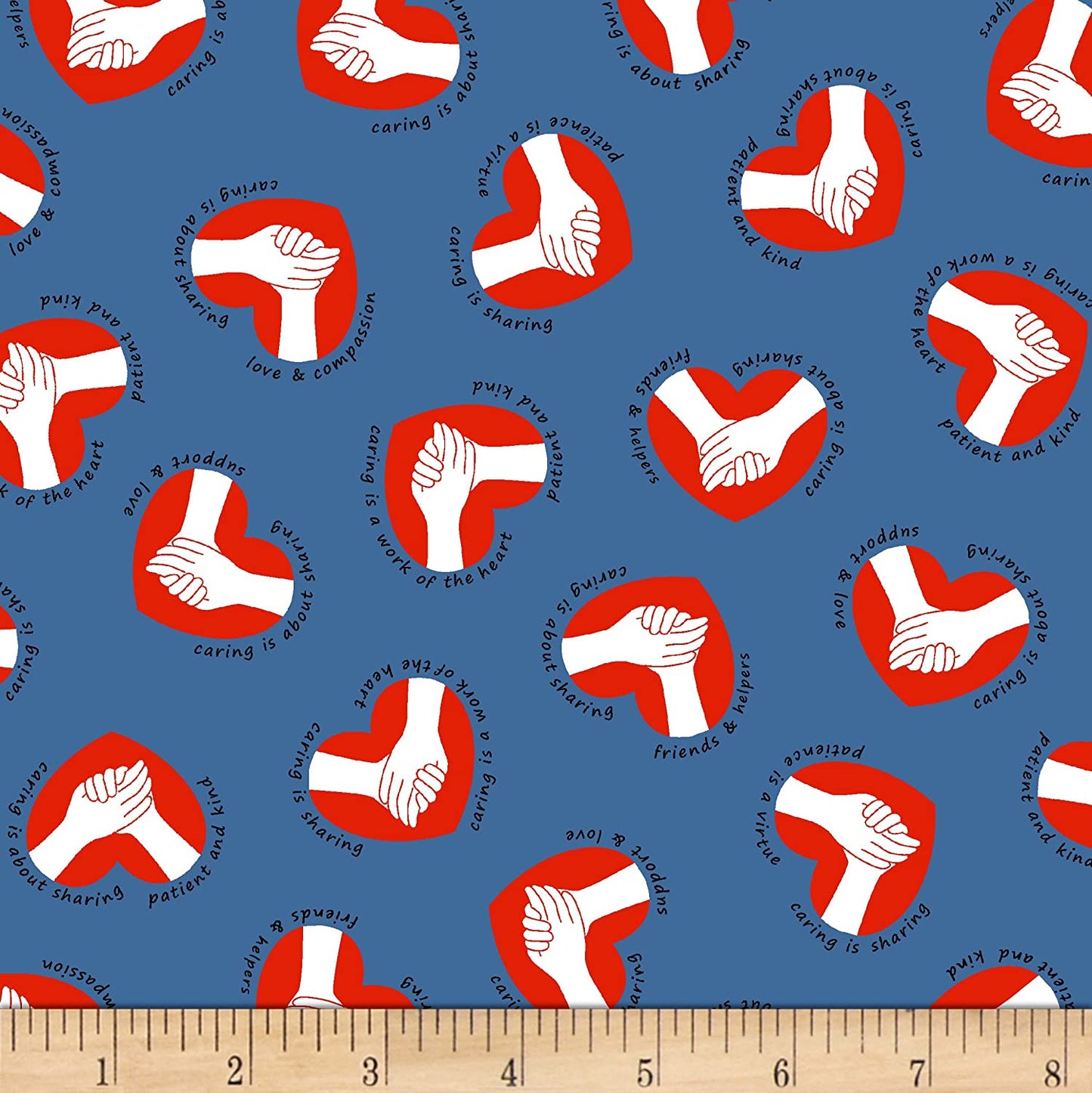 Calling All Nurses Hearts Hands Tossed Dark Blue Whistler Studios Windham Fabrics Cotton Fabric