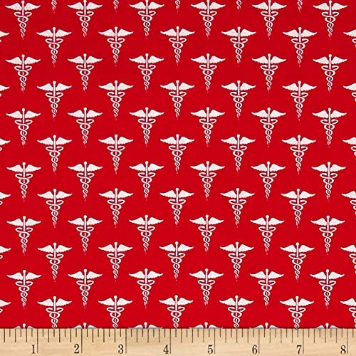 Calling All Nurses Symbol Red Windham Cotton Fabric