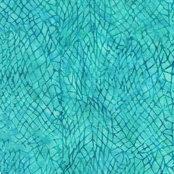 Calm Lagoon Net Aquamarine Batik Kathy Engle Island Batik Fabric