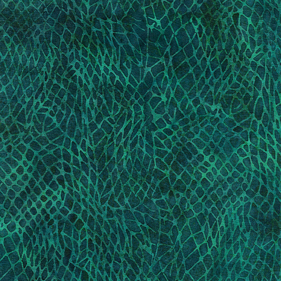 Calm Lagoon Net Medium Blue Batik Kathy Engle Island Batik Cotton Fabric