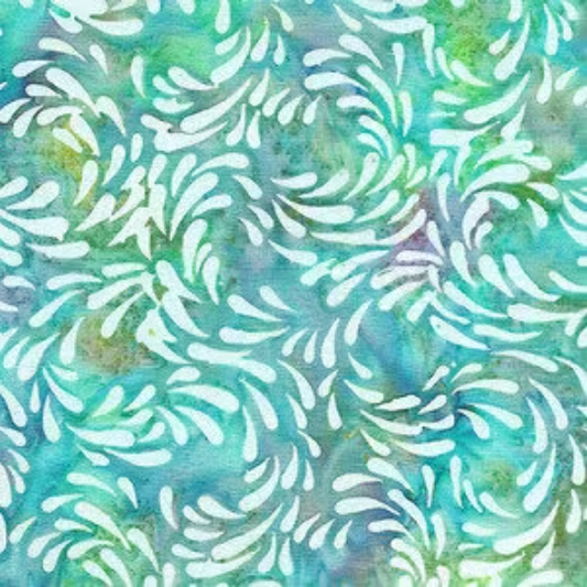 Calm Lagoon Splash Watercress Batik Kathy Engle Island Batik Cotton Fabric