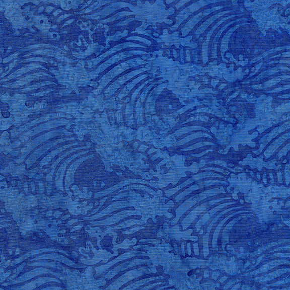 Calm Lagoon Waves Bluebird Batik Kathy Engle Island Batik Fabric