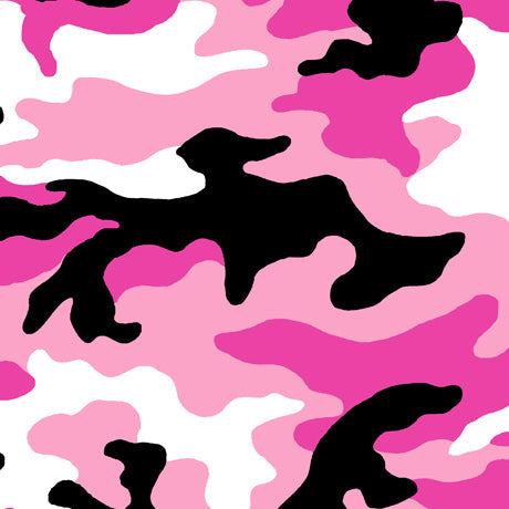 Camo Pink and Black Quilting Treasures Cotton Fabric