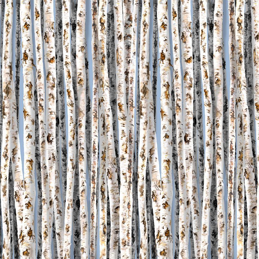 Camp Life Birch Trees on Blue Sky by Dona Gelsinger for Timeless Treasures 44 in wide 100% Cotton Fabric TT-DONA-CD1914