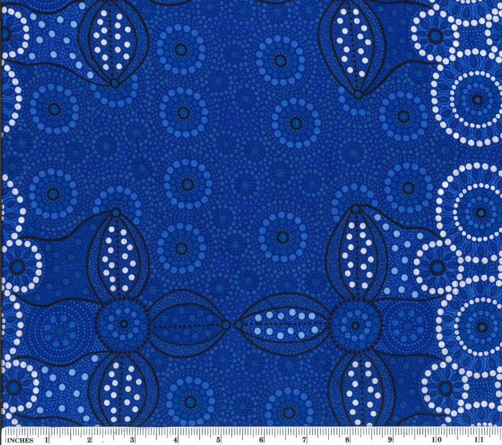 Campsite Blue Bernadine Wallace M&S Textiles Australia Cotton Fabric MSTA-CAMBL-Blue