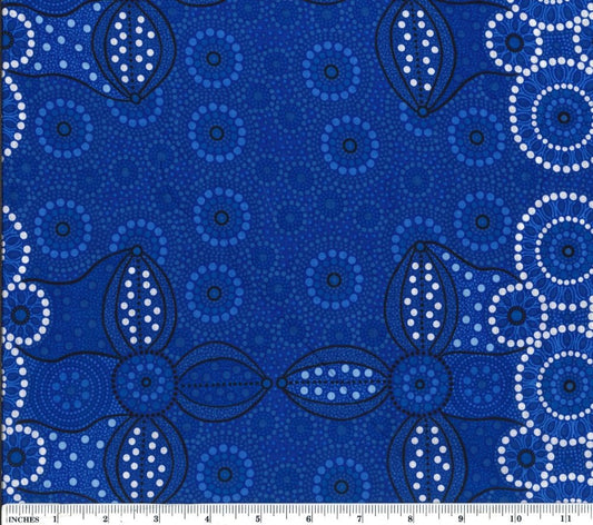 Campsite Blue Bernadine Wallace M&S Textiles Australia Cotton Fabric MSTA-CAMBL-Blue
