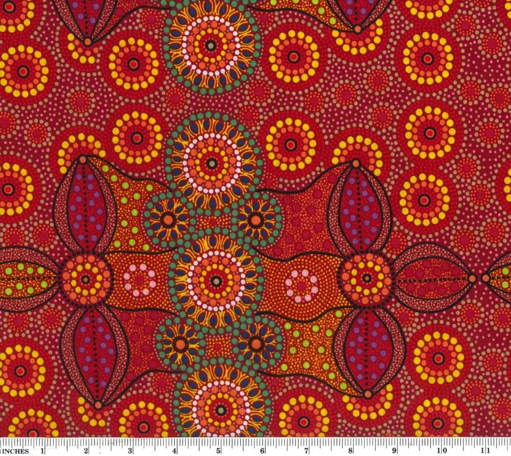 Campsite Red Bernadine Wallace M&S Textiles Australia Cotton Fabric MSTA-CAMR-Red | US Fabric Shop