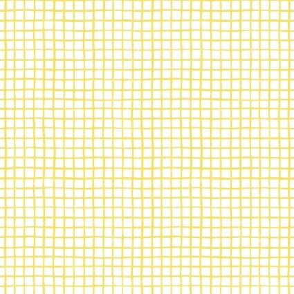 Can Animals Count Printed Grid Windowpane Yellow Maywood Studio Cotton Fabric