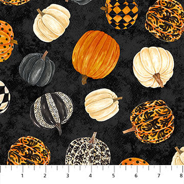 Candelabra Tossed Pumpkins Black Cerrito Creek Studio Northcott Fabrics Cotton Fabric