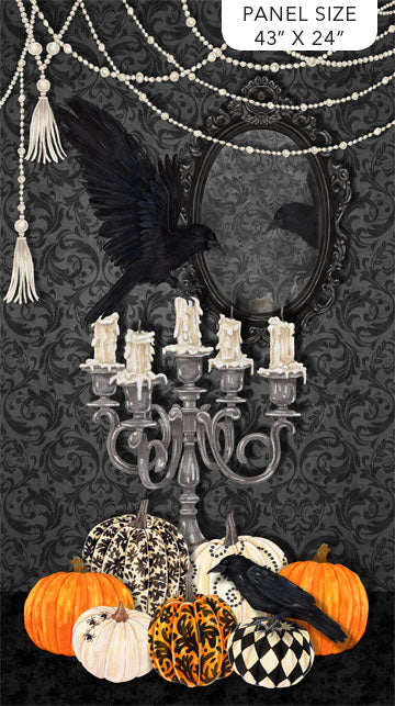 Candelabra Panel 24" Black Multi Cerrito Creek Studio Northcott Cotton Fabric NC-24760-99