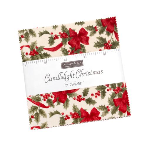 Candlelight Christmas 5" Squares Charm Pack 42pcs 3 Sisters Moda Fabrics Cotton Fabric MD-44420PP