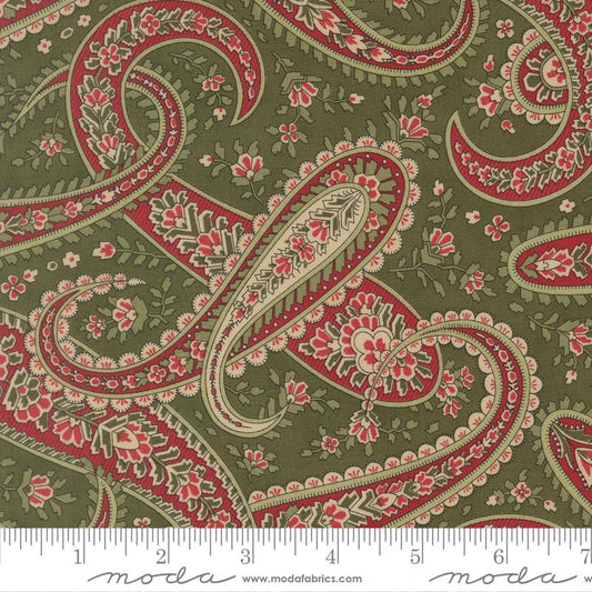 Candlelight Christmas Plaza Paisley Holly Dark Green 3 Sisters Moda Cotton Fabric MD-44422-15