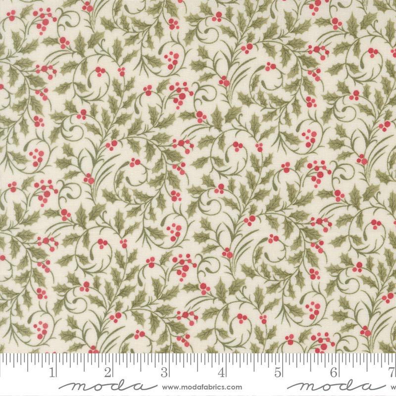 Candlelight Christmas Scroll Blenders Vine Berries Cream 3 Sisters Moda Cotton Fabric MD-44425-11