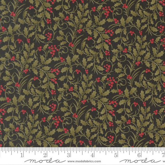 Candlelight Christmas Scroll Blenders Vine Berries Ebony Black 3 Sisters Moda Cotton Fabric MD-44425-16