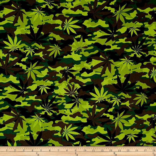 Cannabis Leaf Camo Home Grown Green Mary Jane Timeless Treasures Cotton Fabric