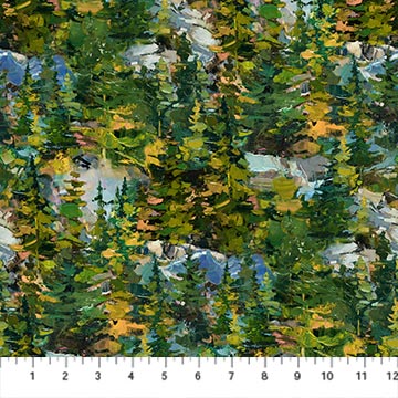 Canoe Lake Trees Green Multi Iosif Derecichei Northcott Cotton Fabric NC-DP29233-78