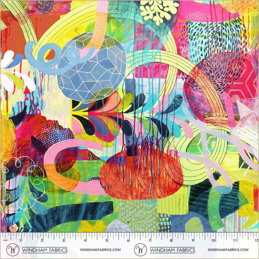 Canvas and Co Bright World Multi CANVAS Sharon Virtue Windham Fabrics Cotton Fabric WF-53487DC-1
