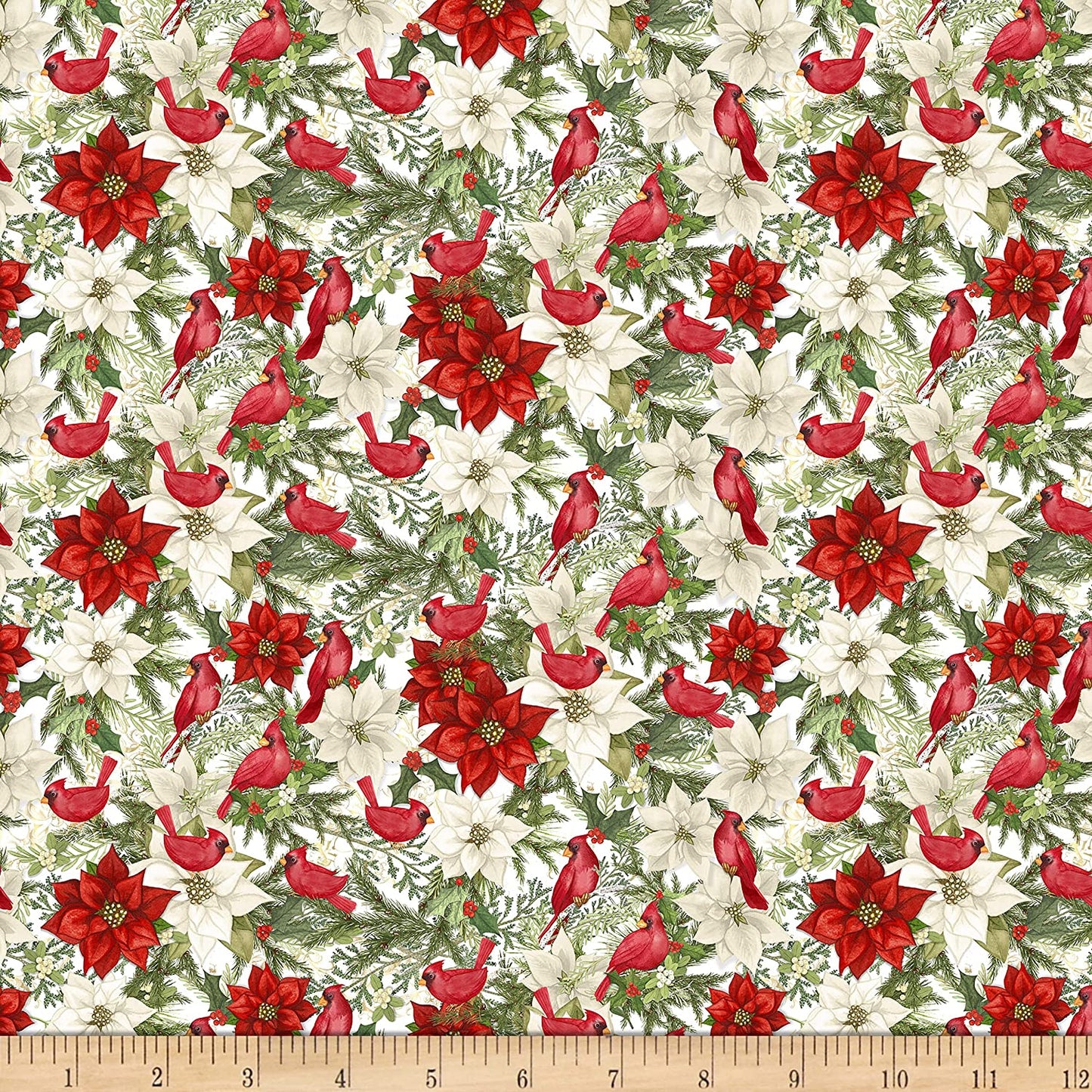 Cardinal Elegance Christmas Springs Creative Cotton Fabric