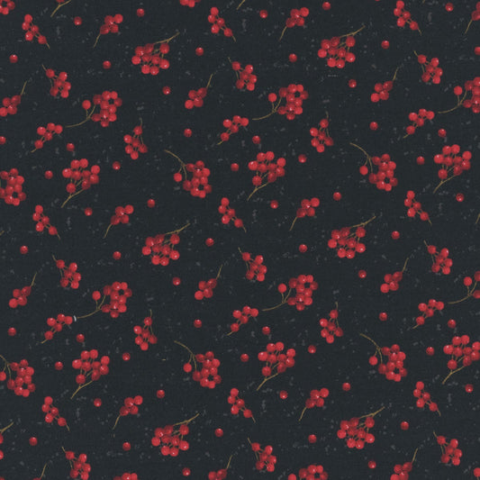 Cardinal Charm Berry Toss Black Susan Winget Wilmington Prints Cotton Fabric WP-3023-39932-932