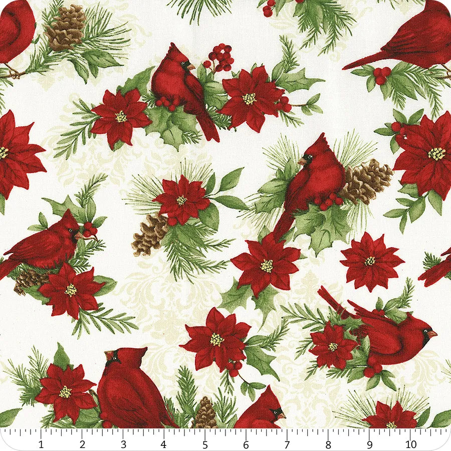 Cardinal Charm Large Allover Cream Susan Winget Wilmington Prints Cotton Fabric WP-3023-39929-137