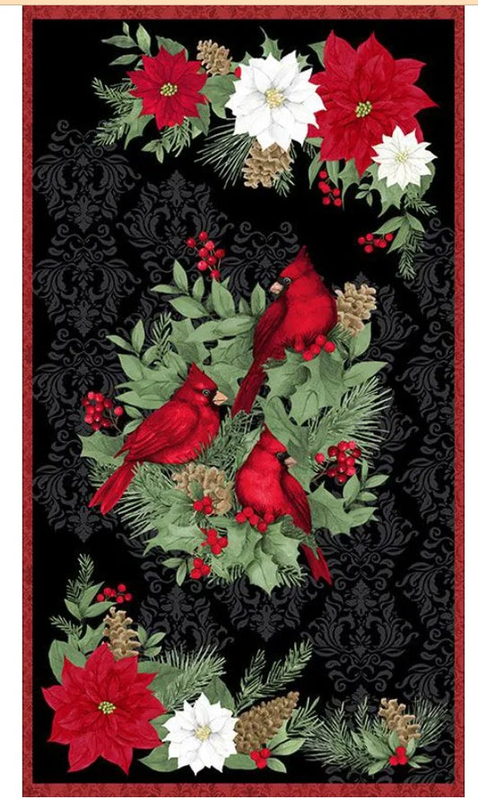 Cardinal Charm Panel 24" Susan Winget Wilmington Prints Cotton Fabric WP-3023-39926-937