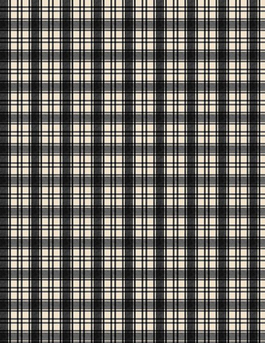 Cardinal Charm Plaid Black Cream Susan Winget Wilmington Prints Cotton Fabric WP-3023-39933-199