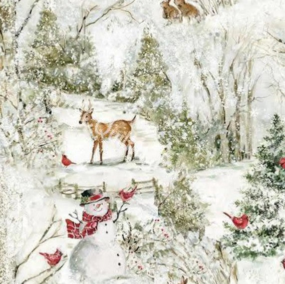 Cardinal Wonderland White Susan Winget Springs Creative Cotton Fabric SC-RN-124655