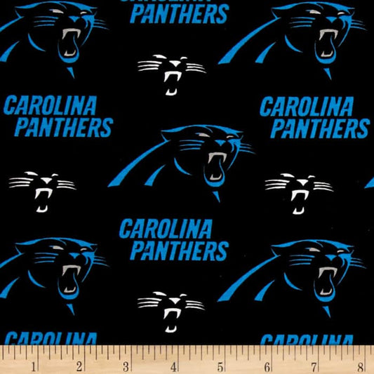 Carolina Panthers NFL Cotton Broadcloth Black Blue 58" Cotton Fabric