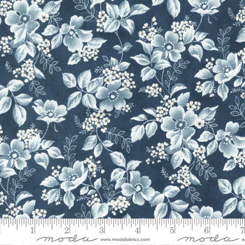 Cascade Delicate Blossoms Florals Midnight Dark Blue 3 Sisters Moda Cotton Fabric