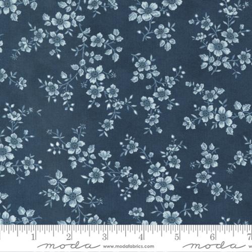 Cascade Garden Blooms Florals Midnight Dark Blue 3 Sisters Moda Cotton Fabric