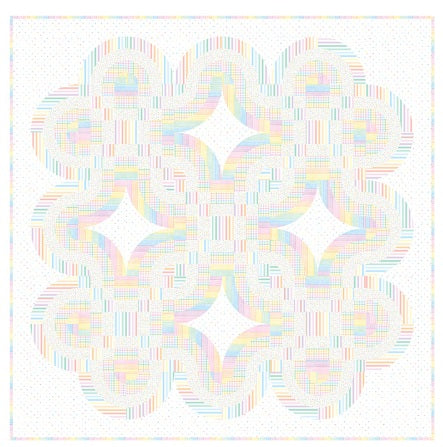Cascade Bloom Quilt Top 70"x70" featuring Dovetail Pastels by Toad and Sew Figo Fabrics Northcott Fabrics Cotton Fabric NC-DQF134