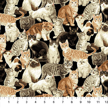 Cat Tales Cats Packed Charles Wysocki and Deborah Edwards Northcott Cotton Fabric