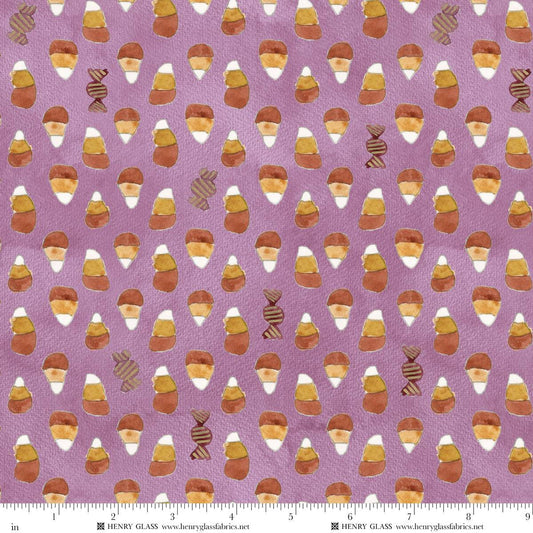 Cat House Candy Corn Raspberry Purple Mayo Moreno Henry Glass Cotton Fabric HG-2593-57