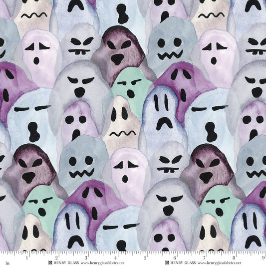 Cat House Ghost Gathering Ice Mayo Moreno Henry Glass Cotton Fabric HG-2595-17