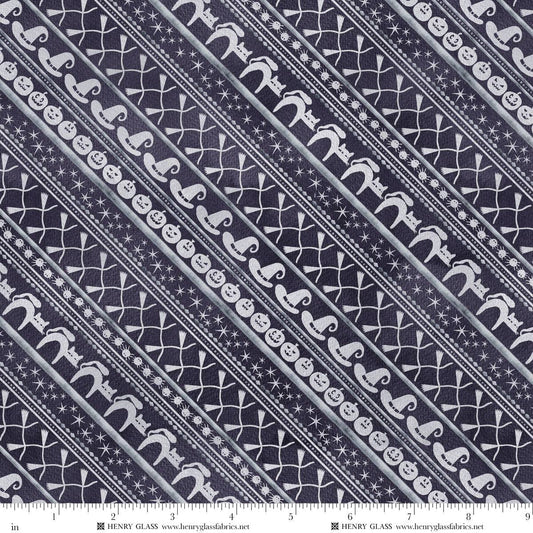 Cat House Scary Stripes Grayscale Mayo Moreno Henry Glass Cotton Fabric HG-2600-109