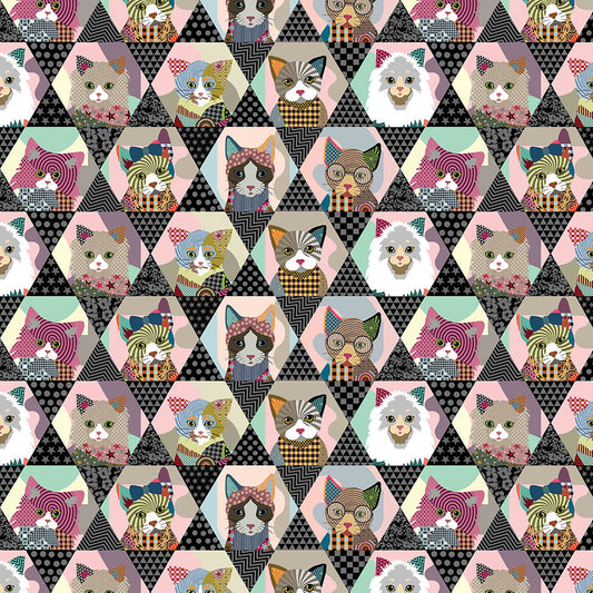 Life is Better with a Cat Text What is the Cat Frames Black Sykel Cotton Fabric