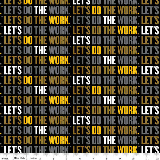 Caterpillar 100 Years Slogan Do The Word Black Licensed Riley Blake Cotton Fabric RB-C16722-BLACK